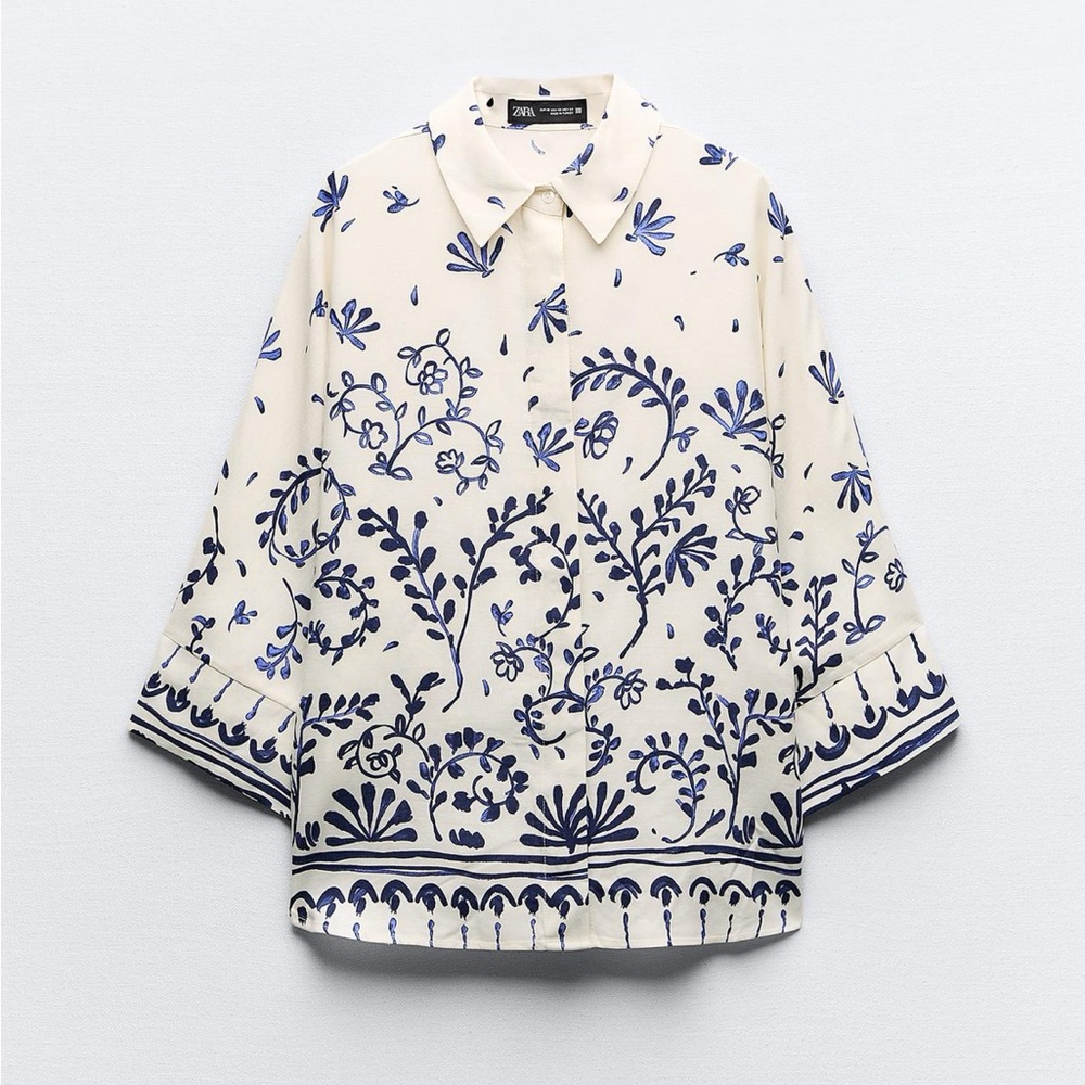 NWT Zara Printed Kimono Shirt in size XS X-small